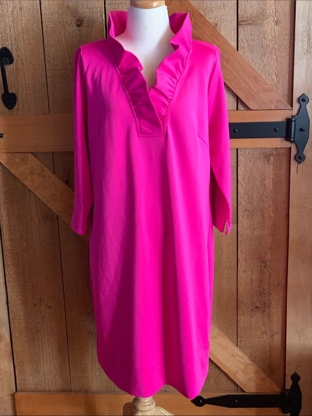 NWT GRETCHEN SCOTT DIVA Ruffneck Solid Pink Dress Size XXXL (Size 18)